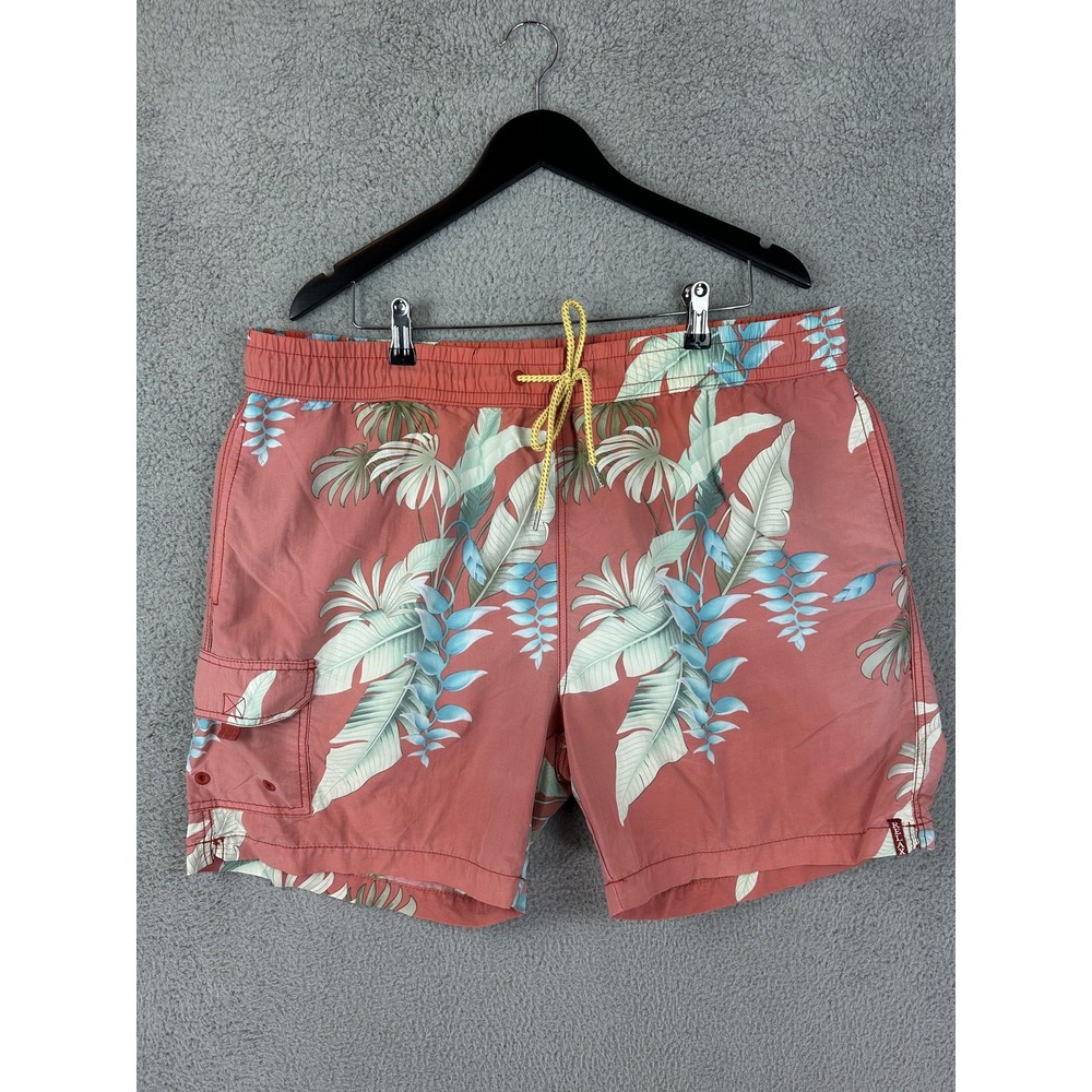 Tommy Bahama Relax Shorts Mens XL Coral Tropical Floral Swim Trunks Mesh Lined